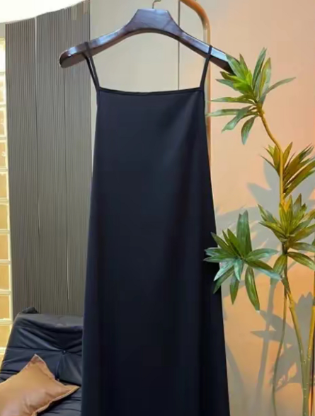 64 summer default collar A-line skirt long skirt plus size dress suspender round neck sleeveless