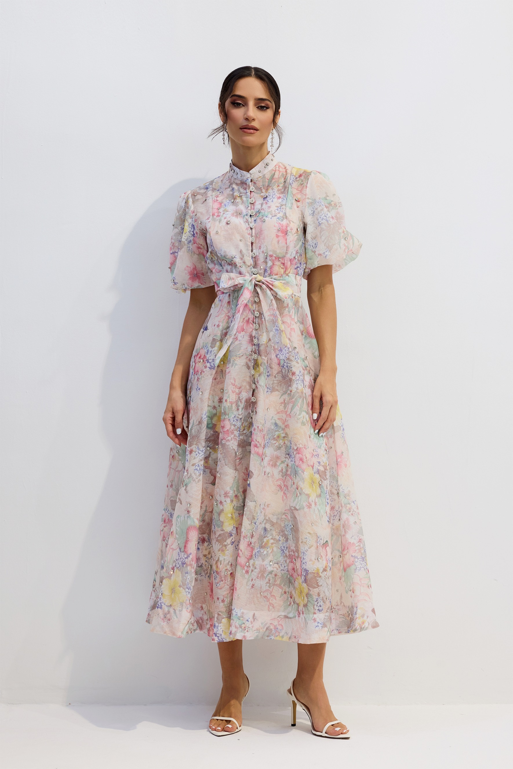 Anne Floral Print Puff Sleeve Maxi Dress