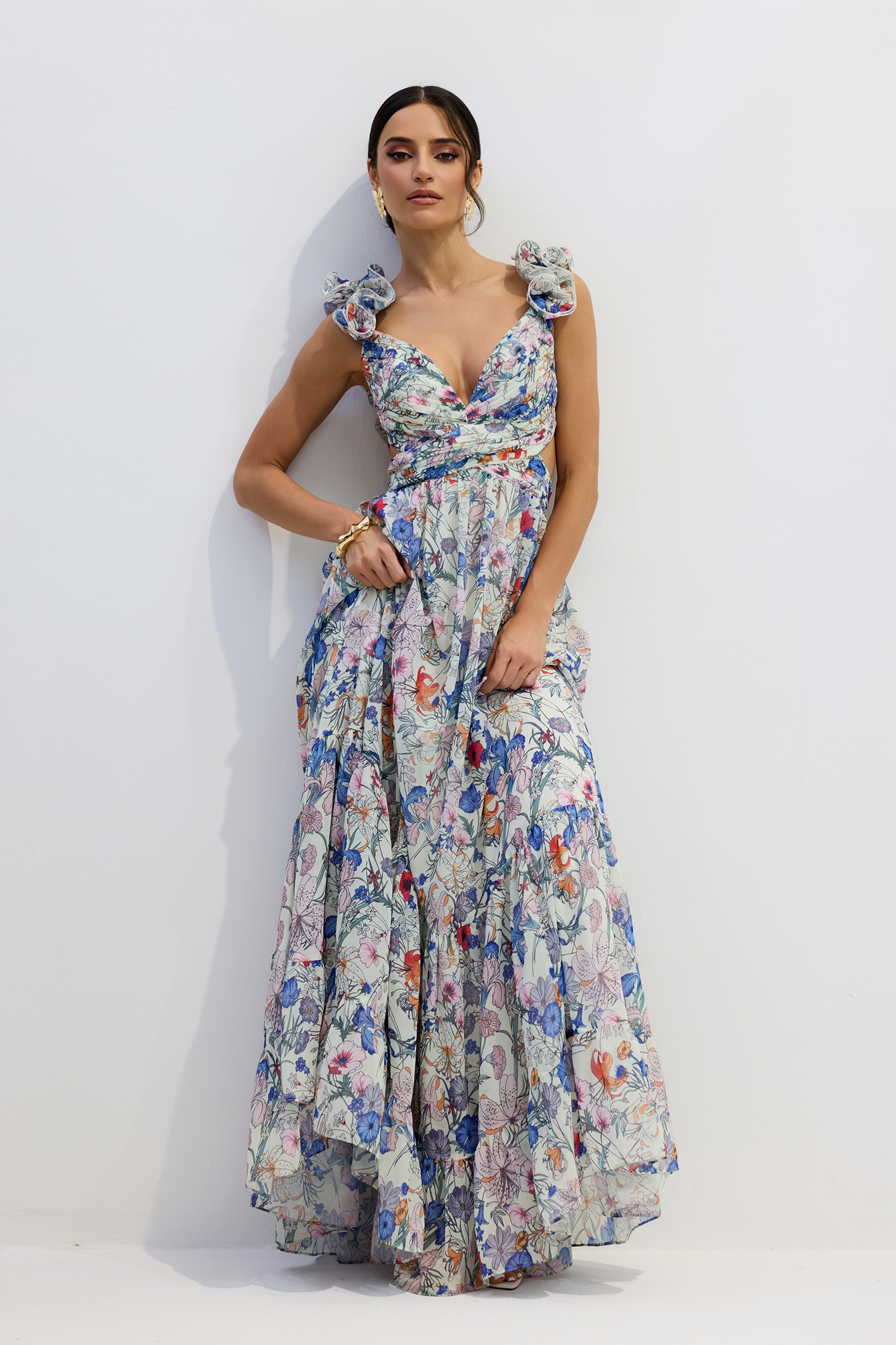 Marissa Cut-out Ruffle Maxi Dress