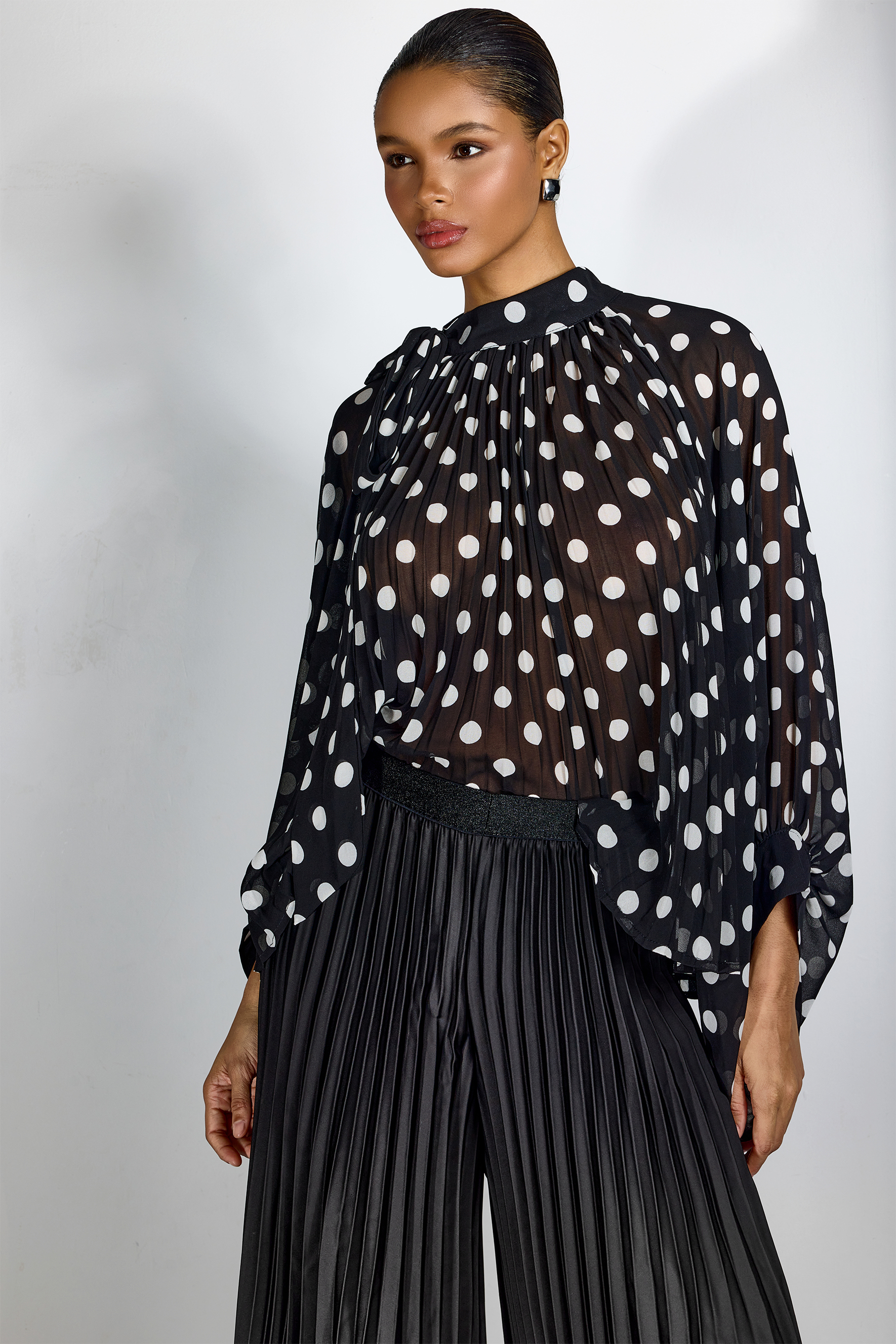 Vania Polka Dot Sheer Chiffon Blouse