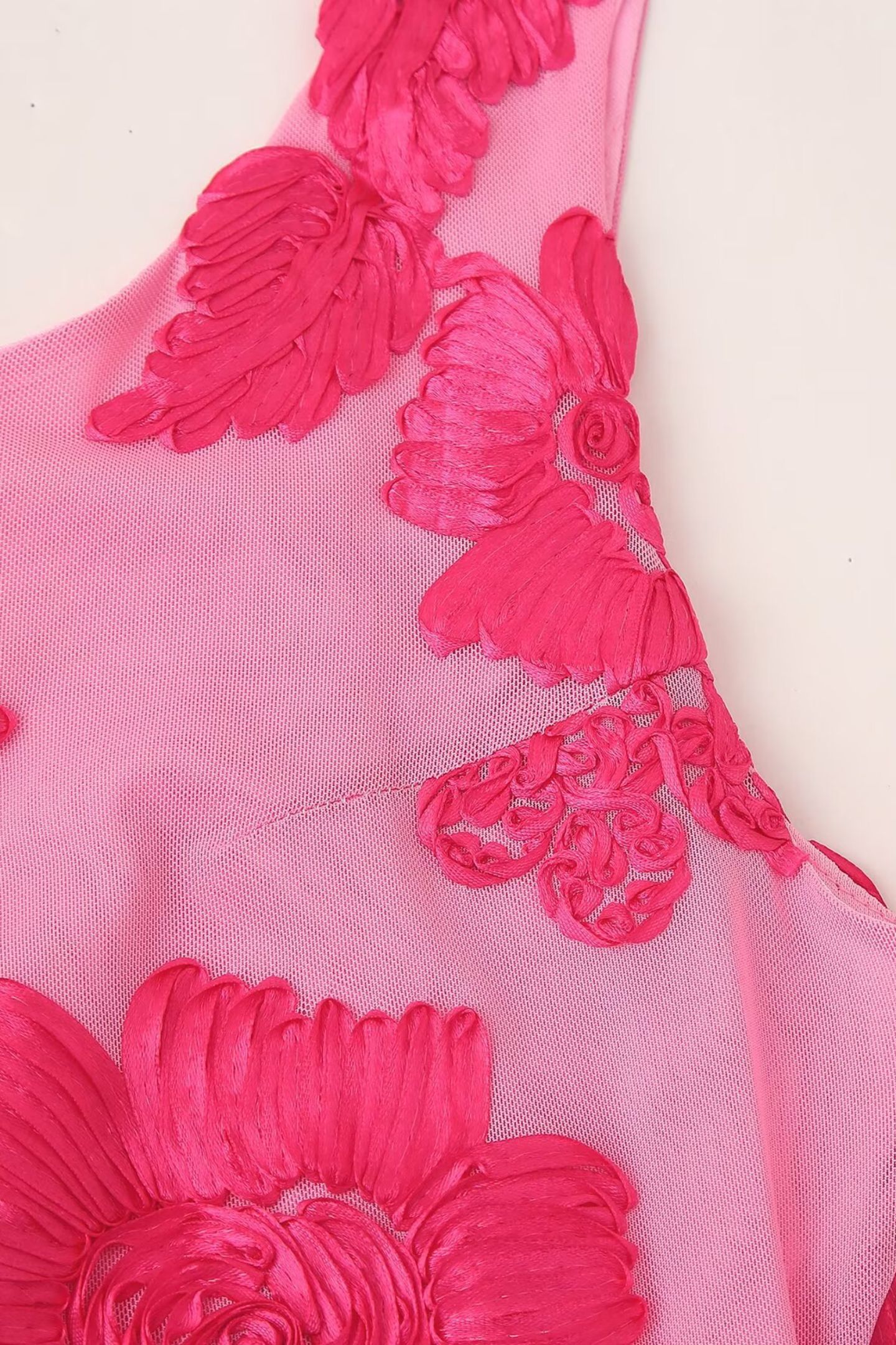 Barbara Floral Applique Mesh Maxi Dress