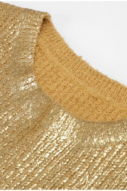Freda Textured Metallic Knit Sweater