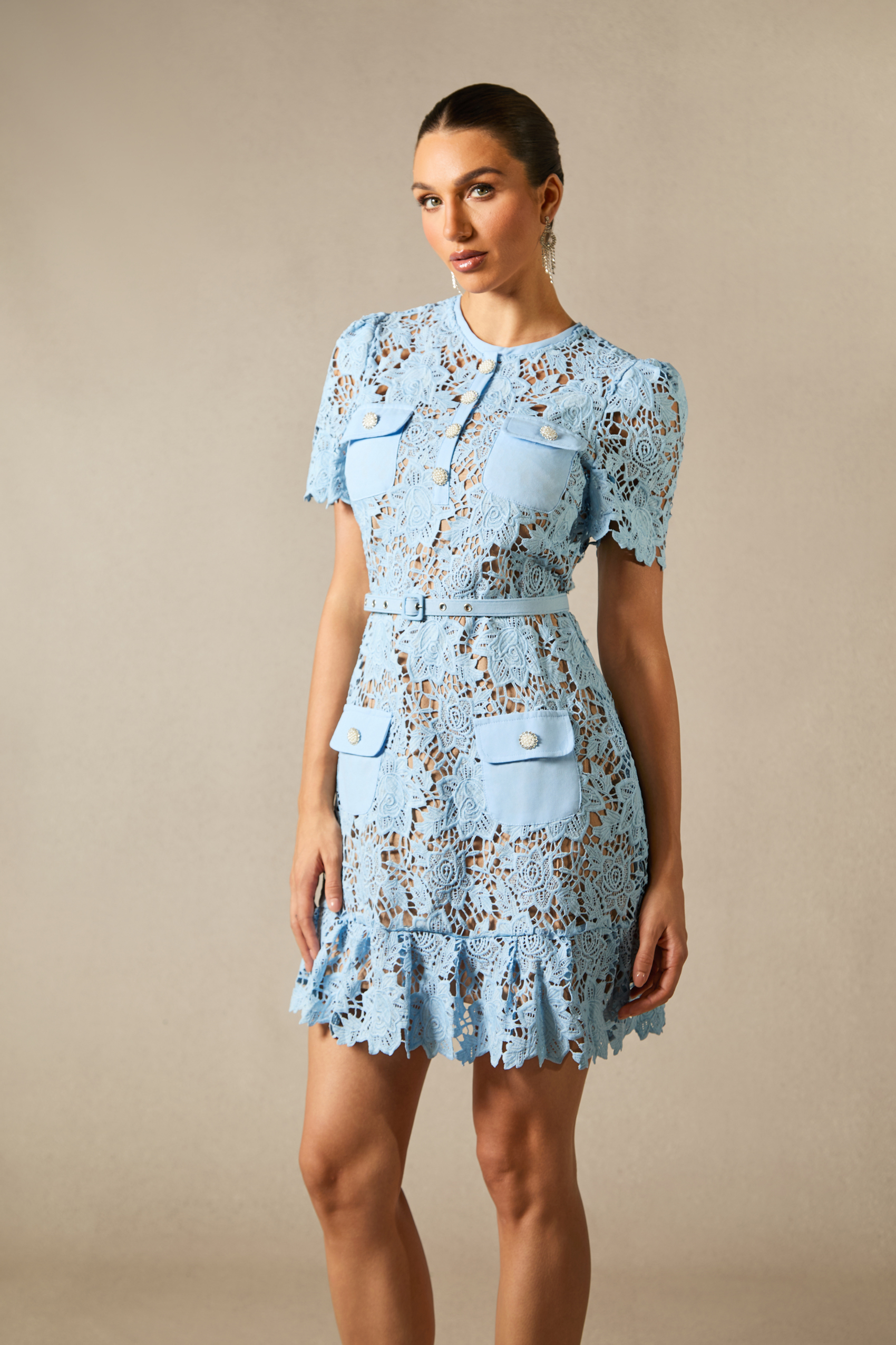 Renata Floral Embroidered Lace Mini Dress