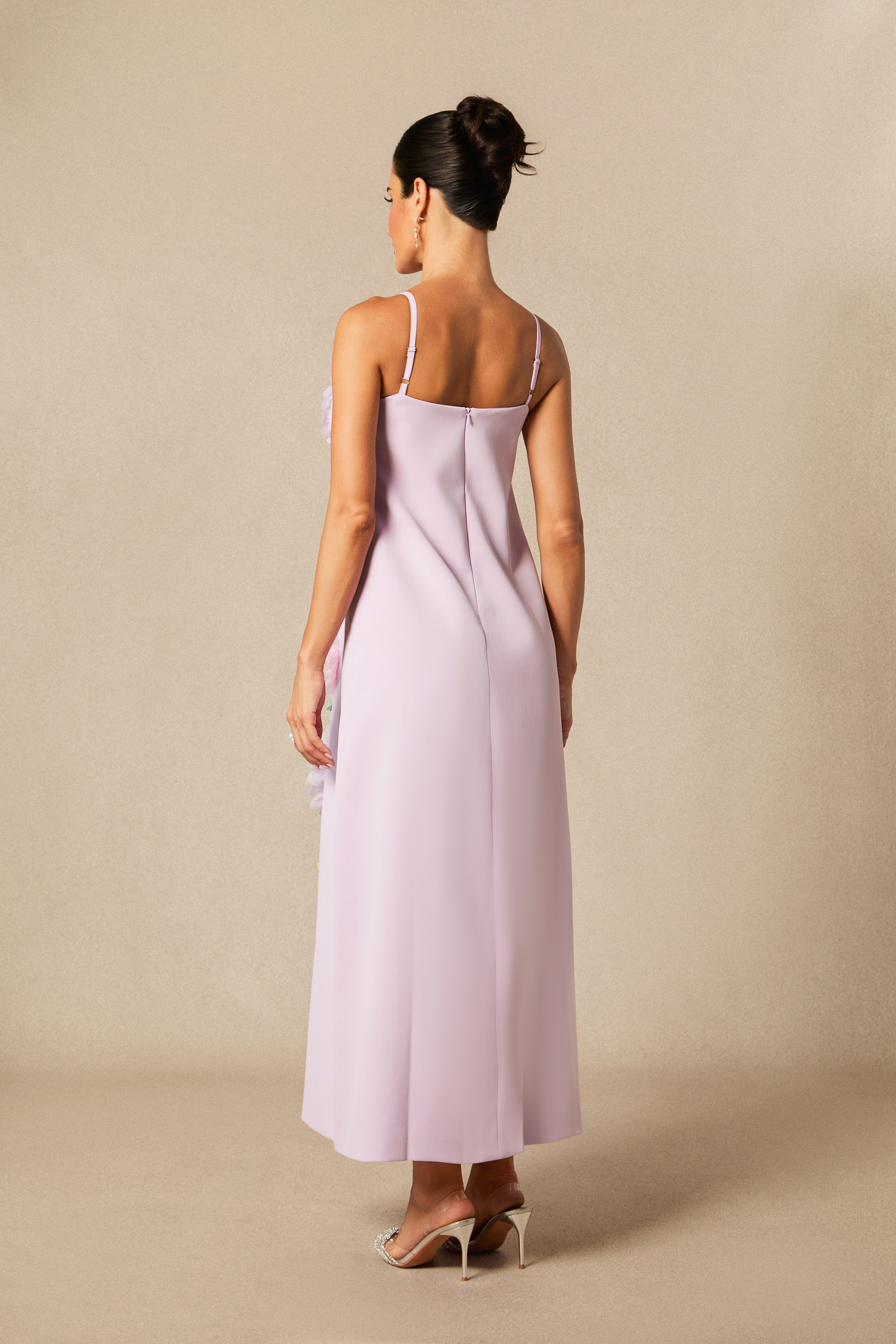 Louisa Floral Applique Spaghetti Straps Maxi Dress