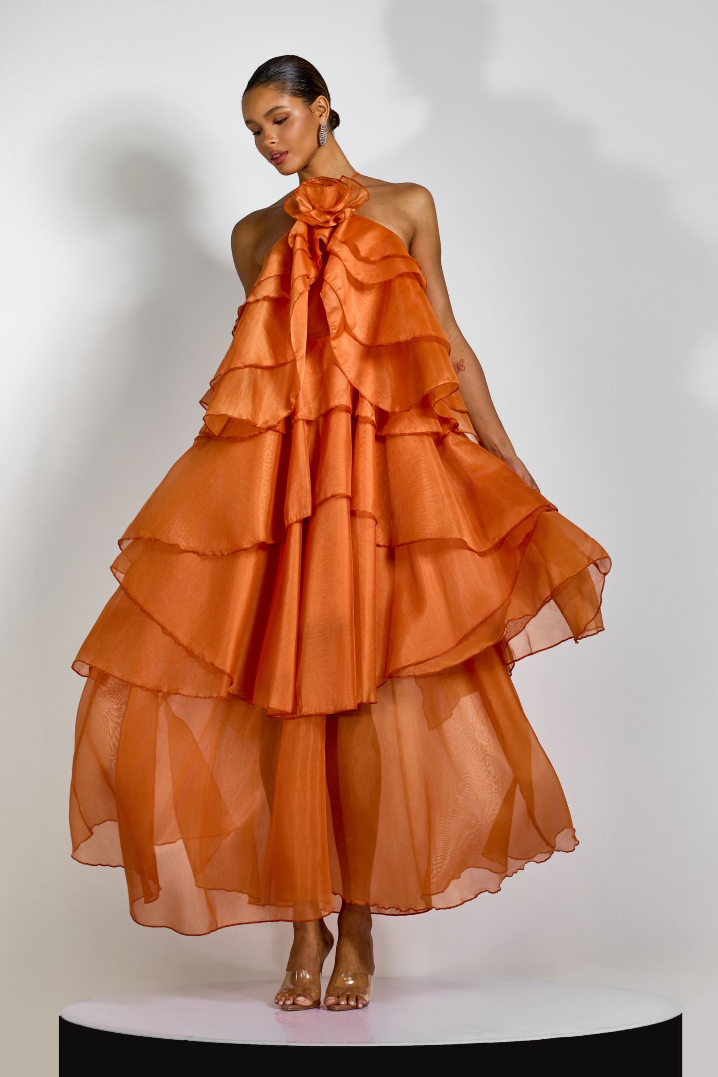 Sibley Halterneck Tiered Ruffle Maxi Dress