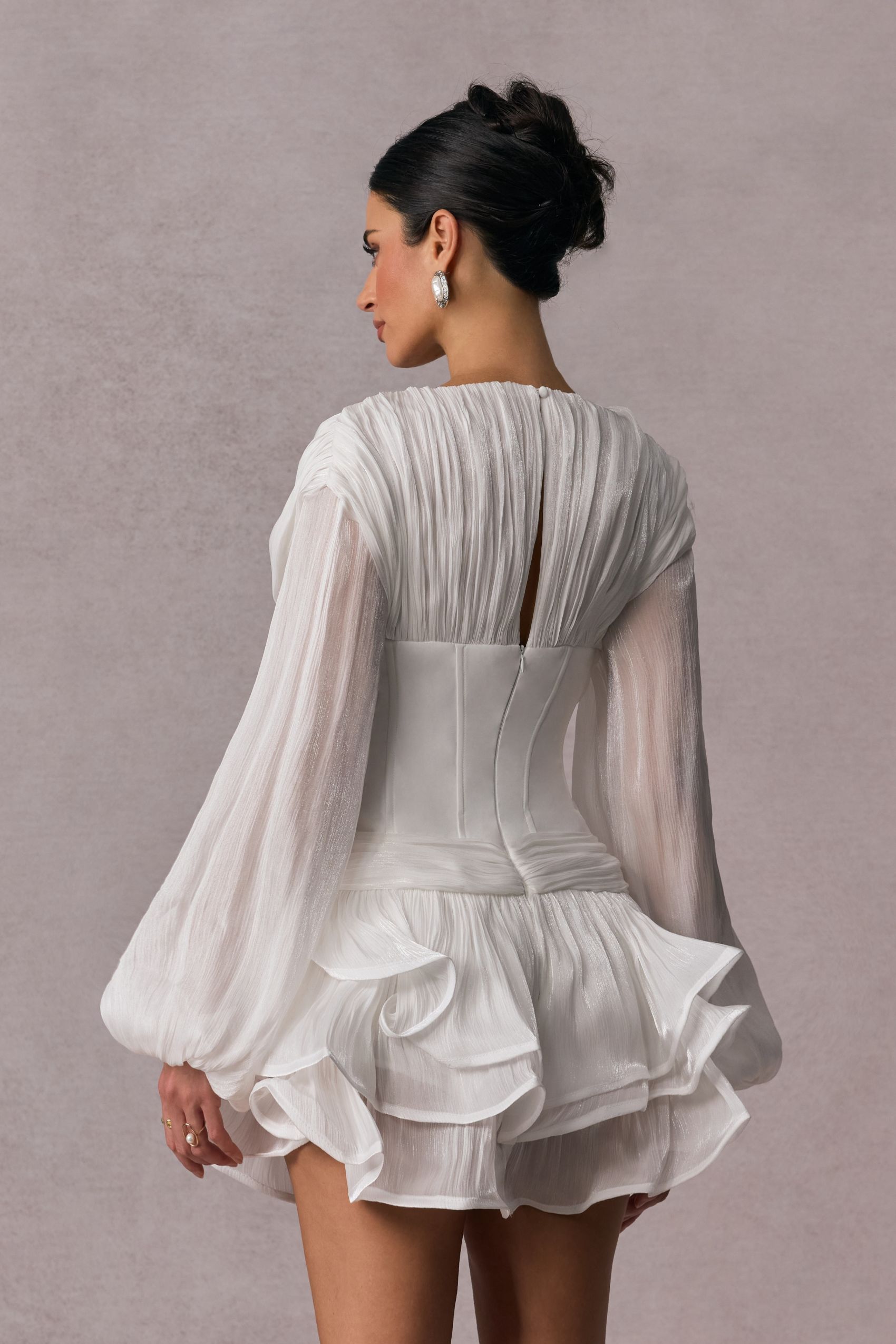 Quintina Floral Applique V-neck Mini Dress