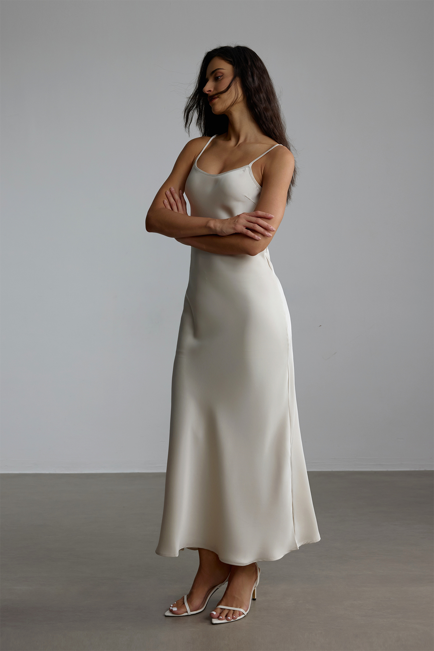 Elena Spaghetti Strap Maxi Dress With Cape Blouse