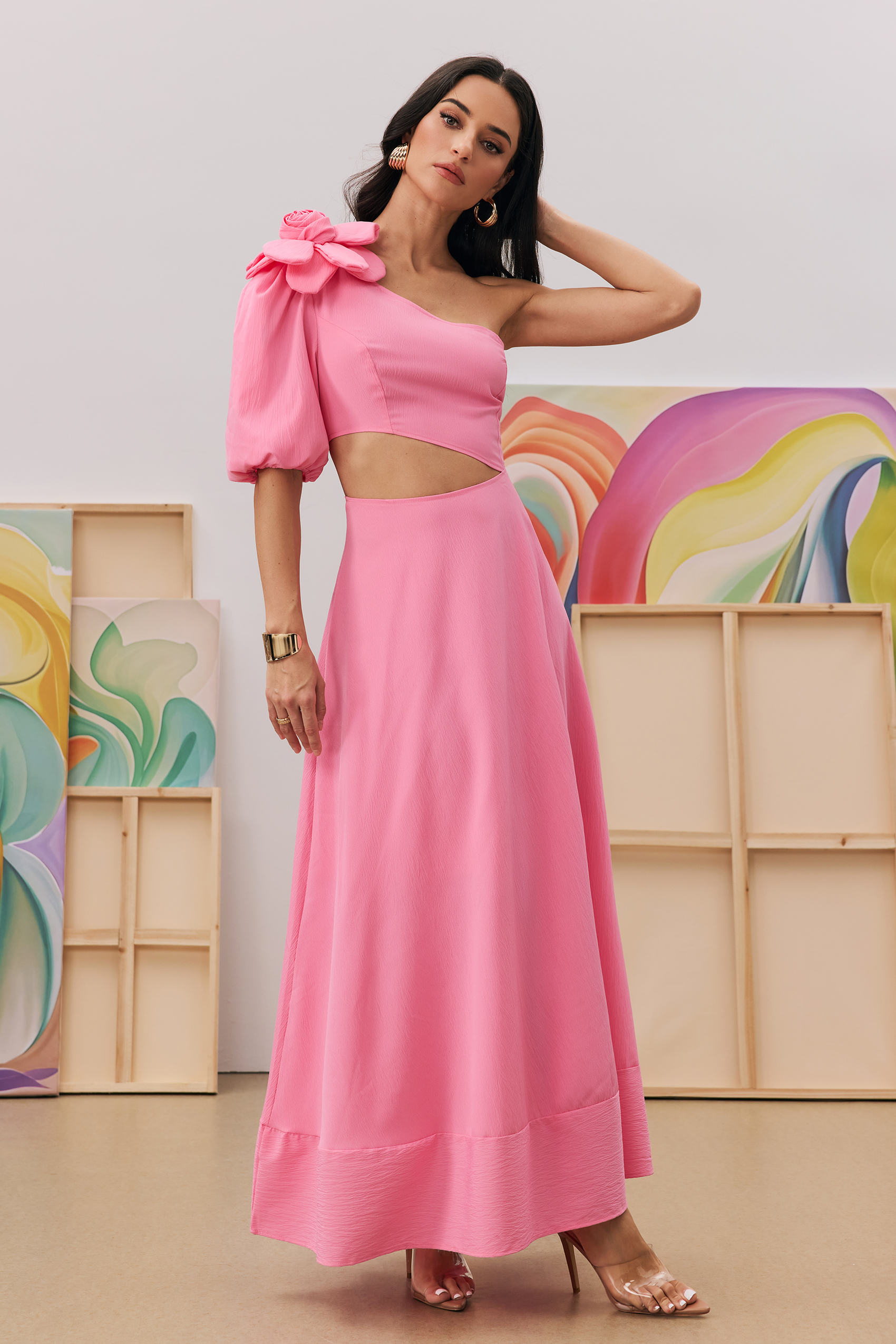 Lea Flower Cut-out Midi Dress