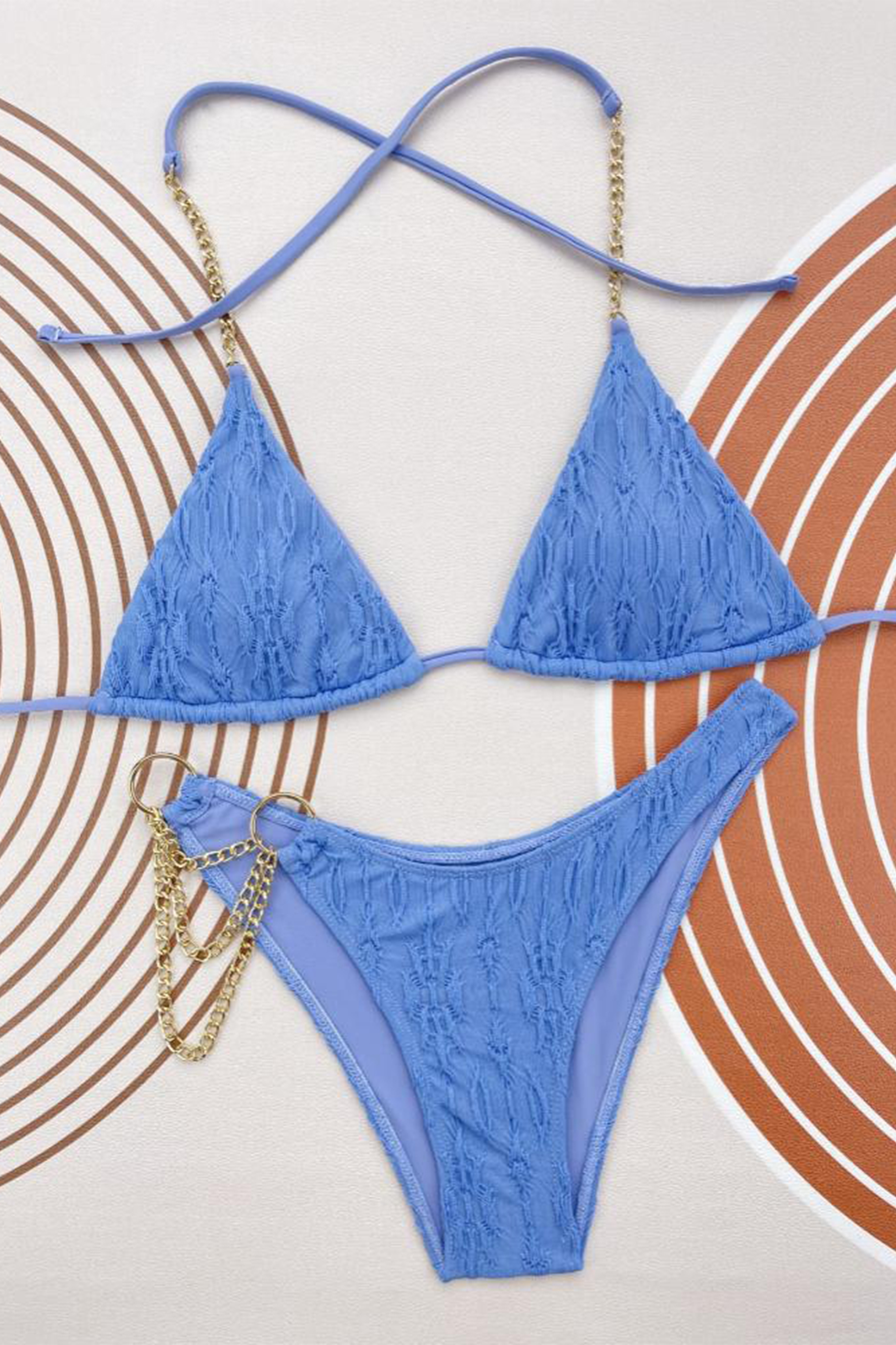 Jessie Plisse Metal Chain Bikini