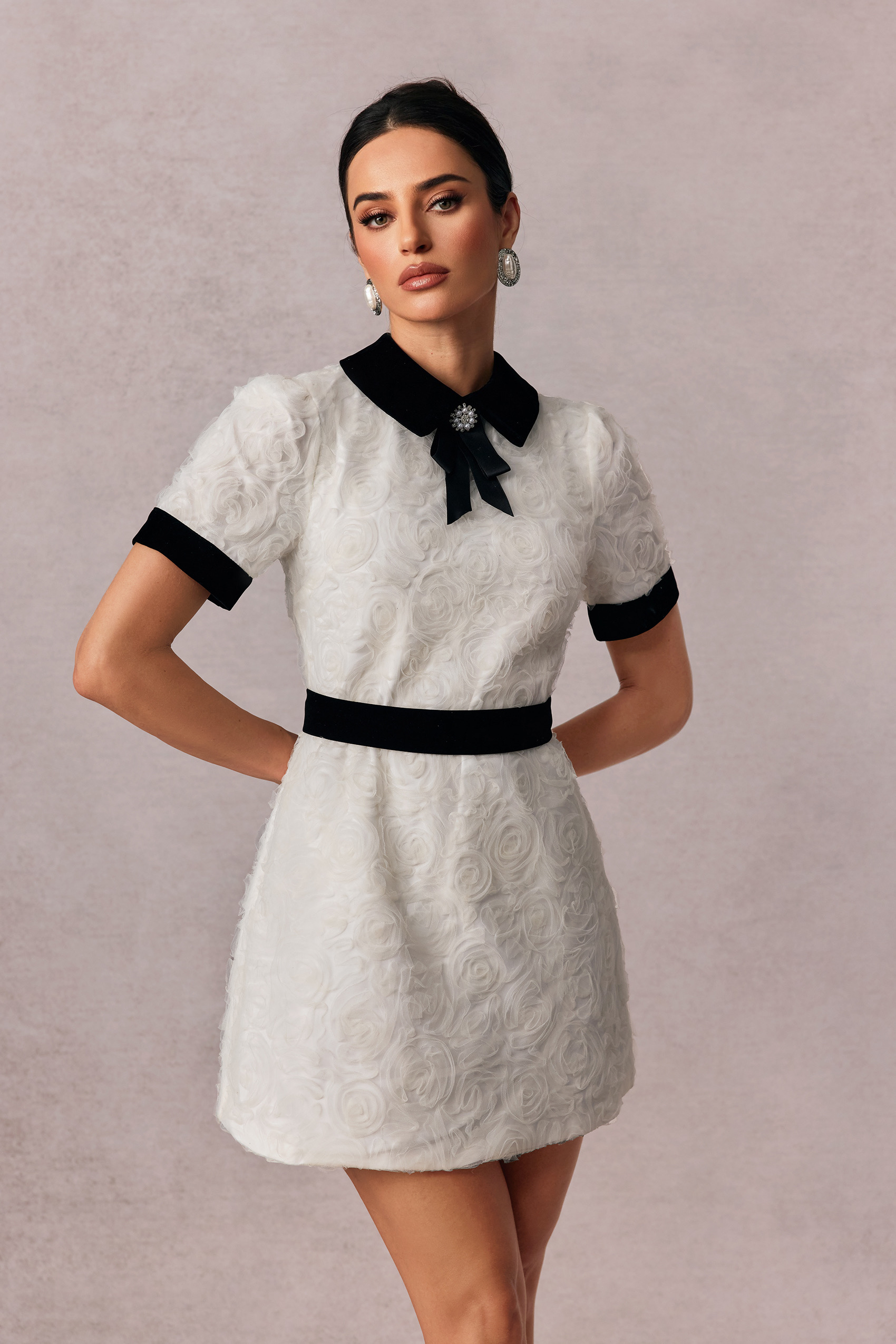 Belinda Rose Embellished Short Sleeve Mini Dress