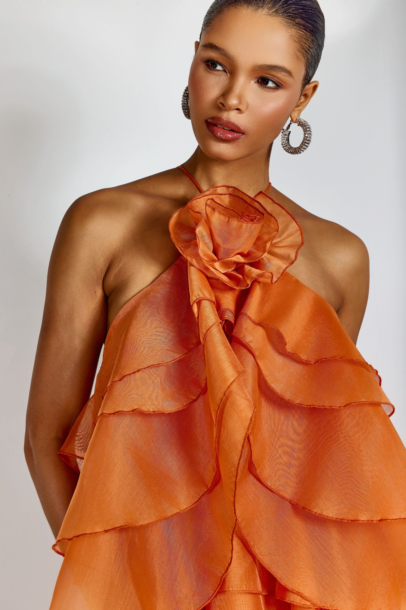 Sibley Halterneck Tiered Ruffle Maxi Dress