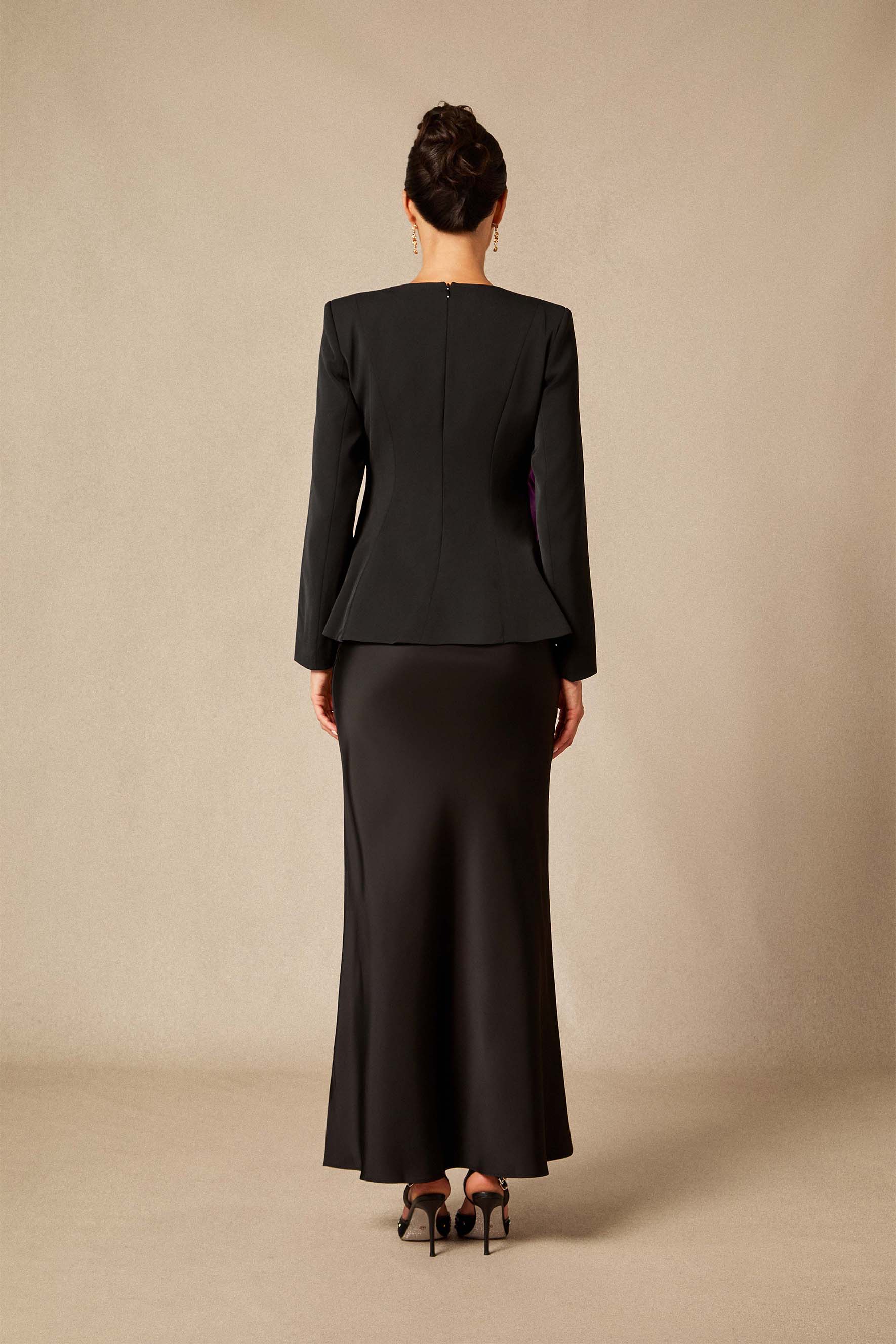 Tanya Contrast Bow Peplum Top