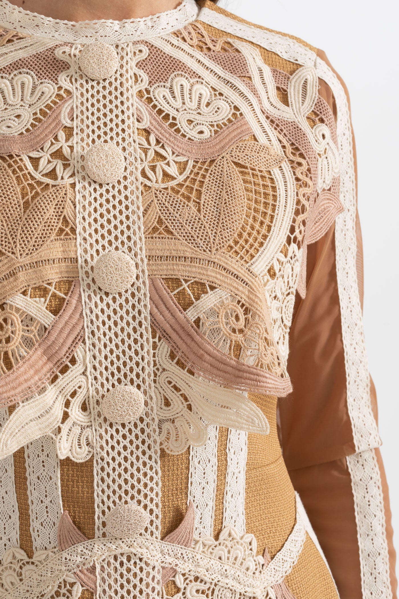 Virginia Embroidery Lace Long Sleeve Mini Dress