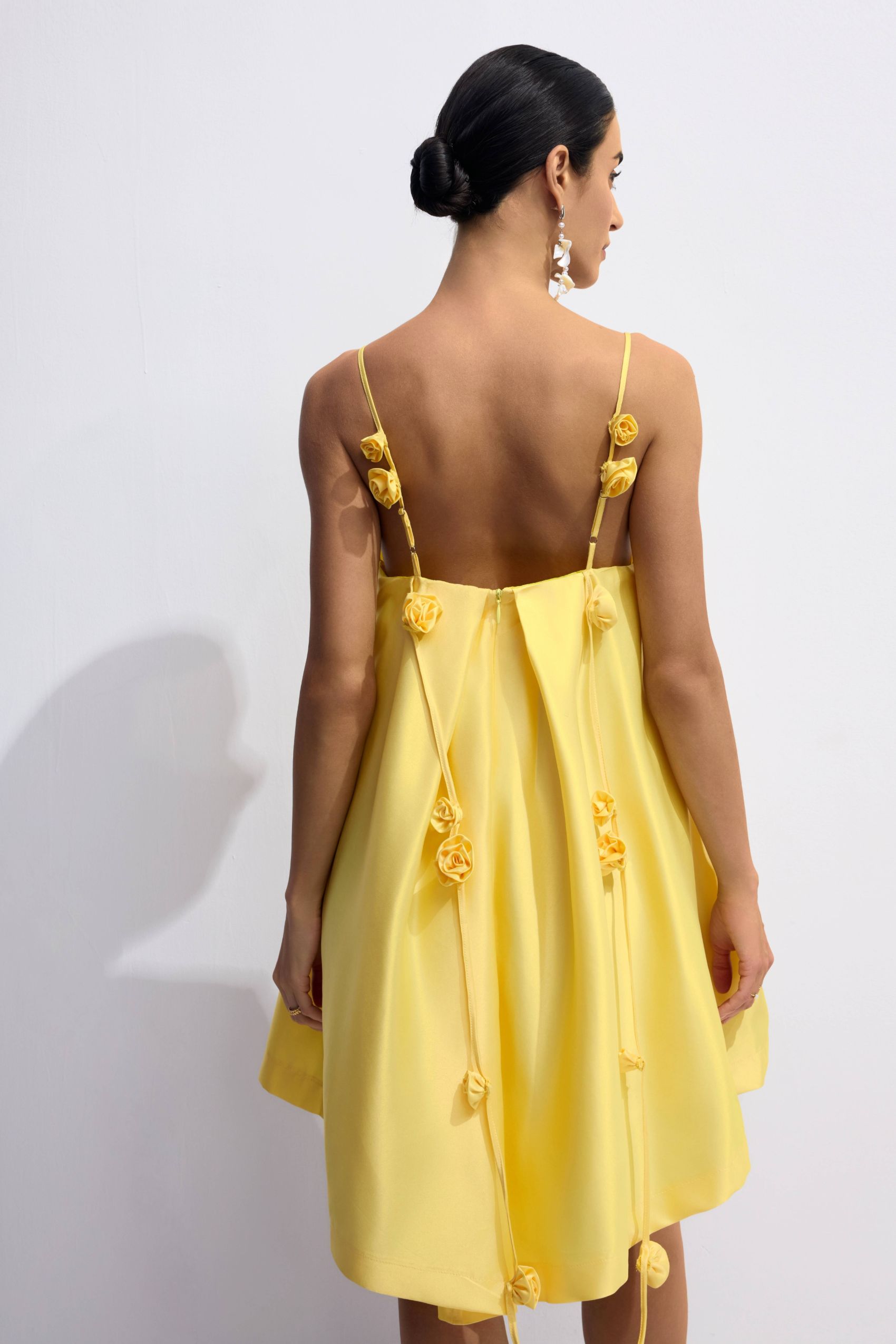 Emma Spaghetti Strap Rose Detail Mini Dress