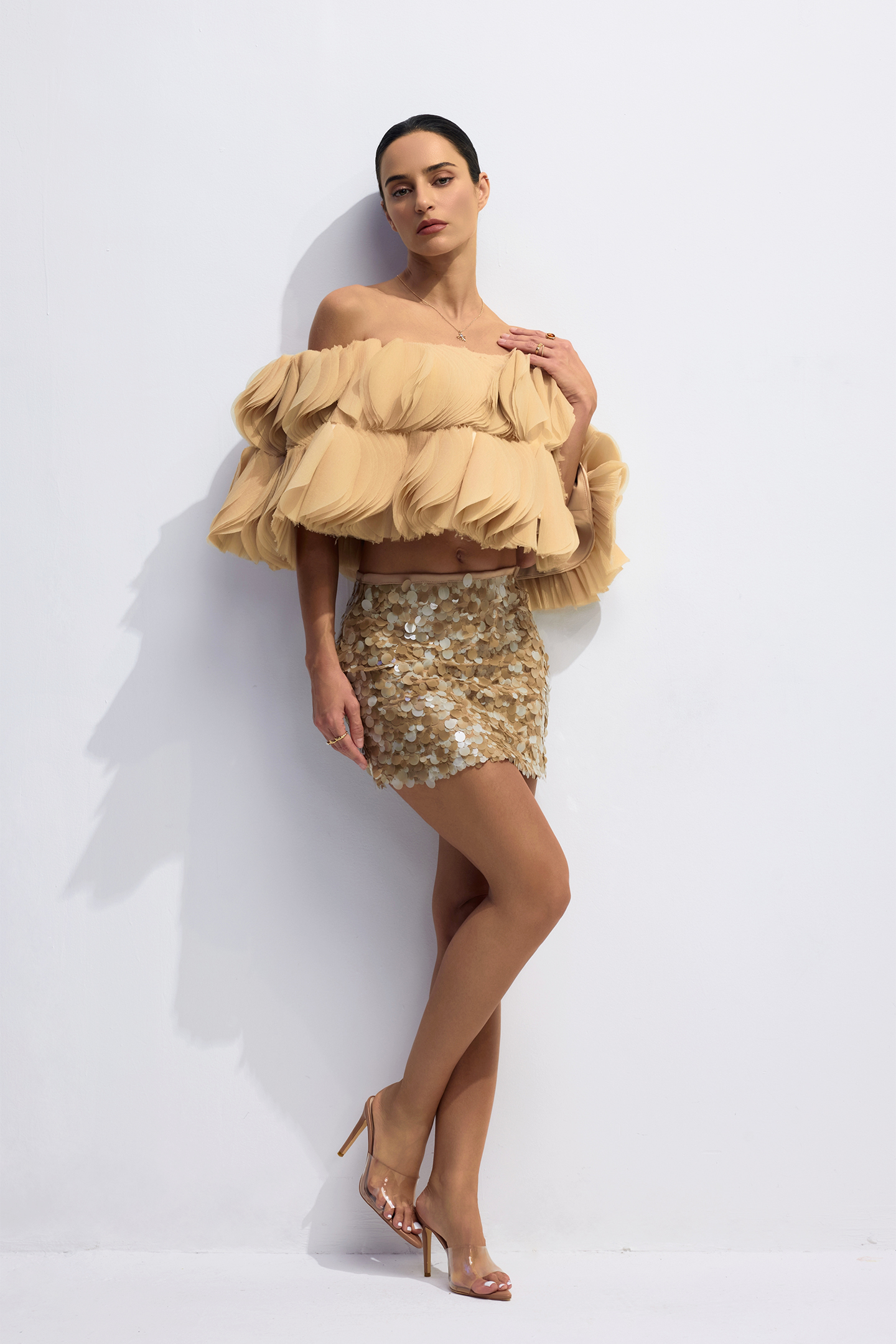 Lillian 3D Petal Off Shoulder Crop Top