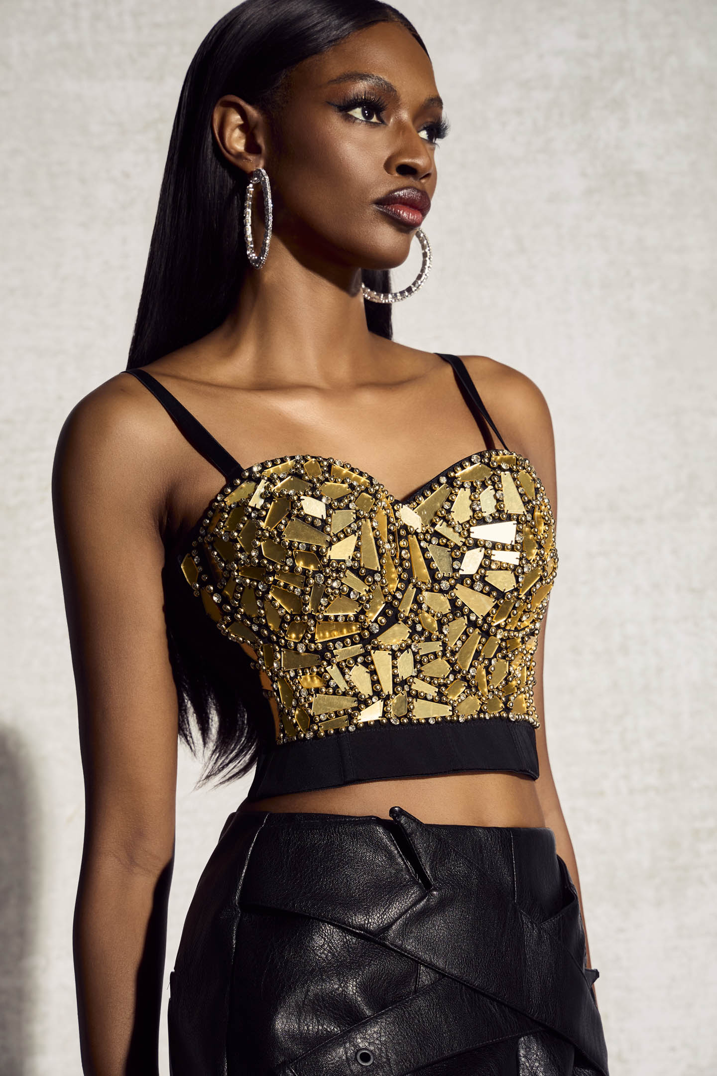 Teresa Mirror Pearls Bustier Top