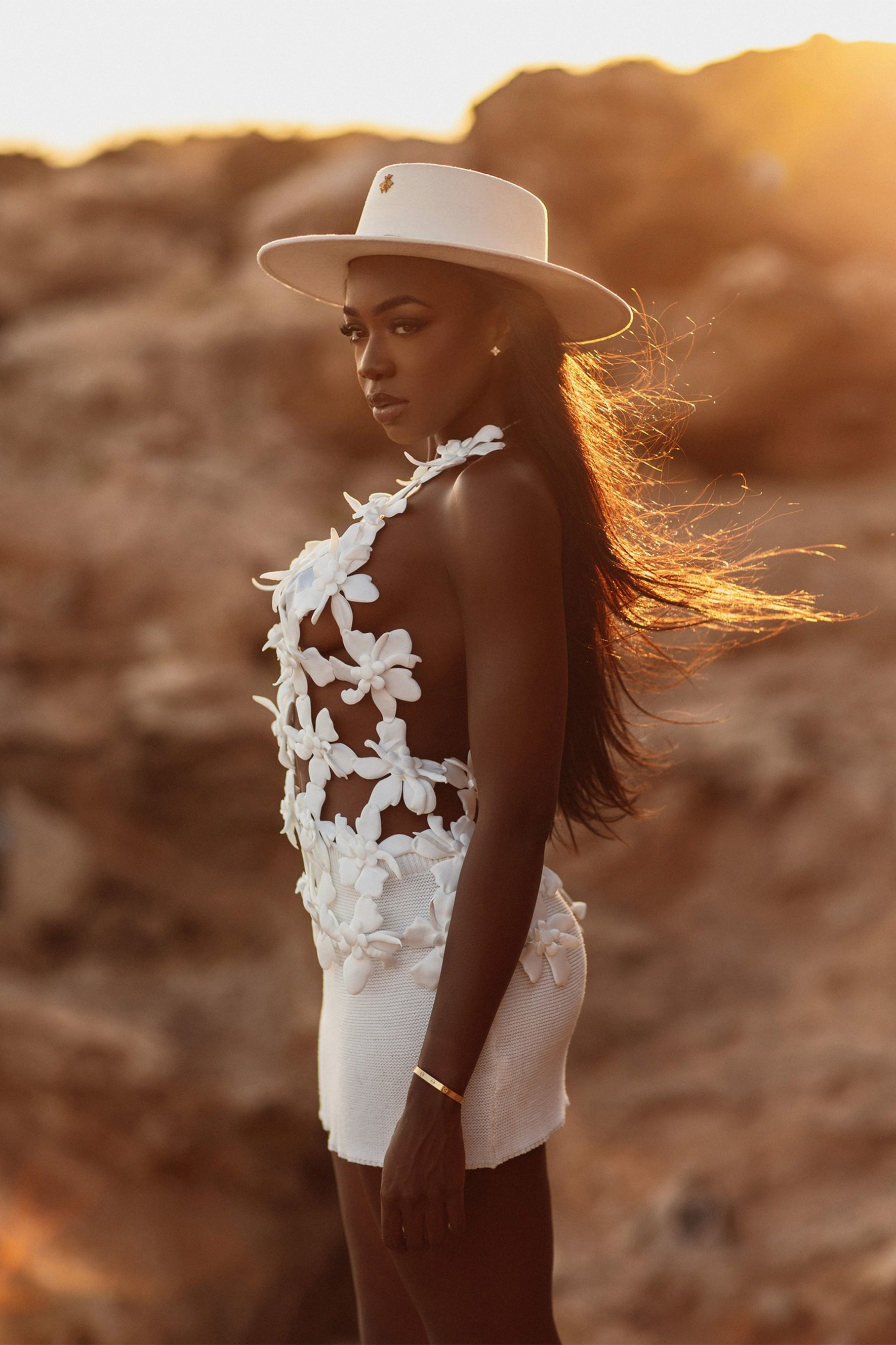 Lorraine Floral Applique V-neck Top