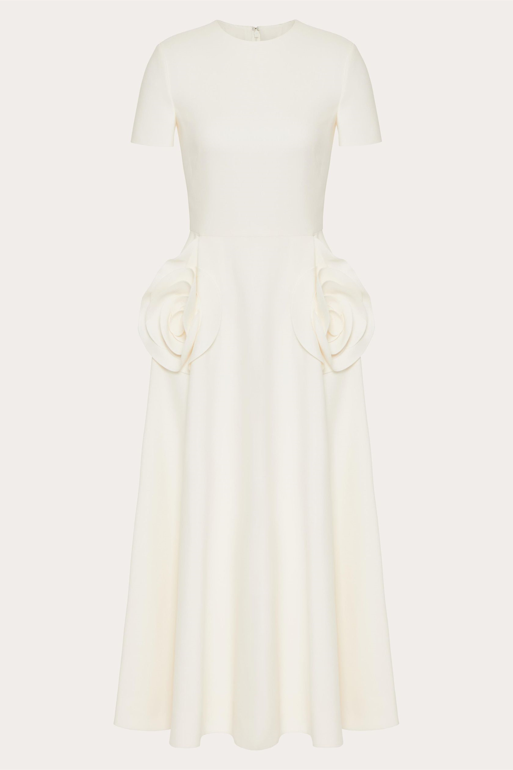 Ava Floral Applique Short Sleeves Midi Dress